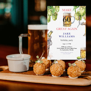 Invitación Fiesta de Cumpleaños de Cerveza Haz 60 Grande de N