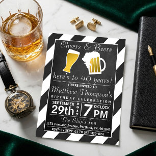 Invitación Fiesta de cumpleaños de Chalkboard de Cheers & Bee