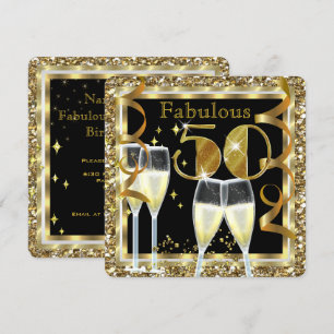 Invitación Fiesta de cumpleaños de Champagne Blanco Oro Fabul