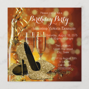 Invitación Fiesta de cumpleaños de Champán de los tacones