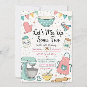 Invitación Fiesta de Cumpleaños de Chef Niña Personalizada en