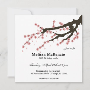 Invitación Fiesta de cumpleaños de Cherry Blossom