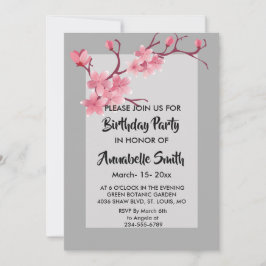 Invitación Fiesta de cumpleaños de Cherry Blossom