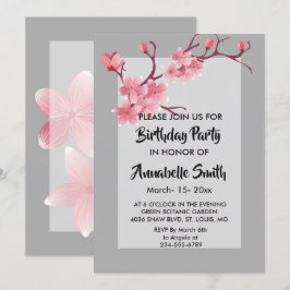 Invitación Fiesta de cumpleaños de Cherry Blossom
