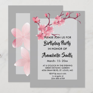 Invitación Fiesta de cumpleaños de    Cherry Blossom