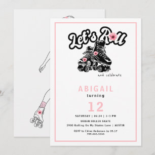 Invitación Fiesta de cumpleaños de chica adolescente en patin