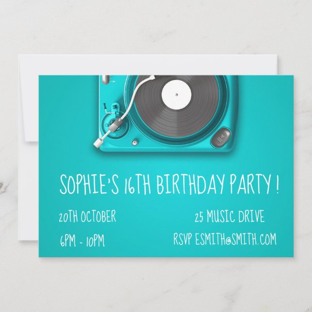 Invitación fiesta de cumpleaños de chica adolescente funky co (Anverso)
