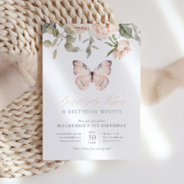 Invitación Fiesta de cumpleaños de Chica de Besos de Mariposa