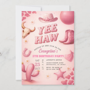 Invitación Fiesta de cumpleaños de chica de compañía rosada Y