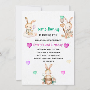 Invitación Fiesta de cumpleaños de Chica de conejo