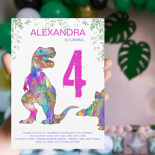 Invitación Fiesta de cumpleaños de Chica de Dinosaurios