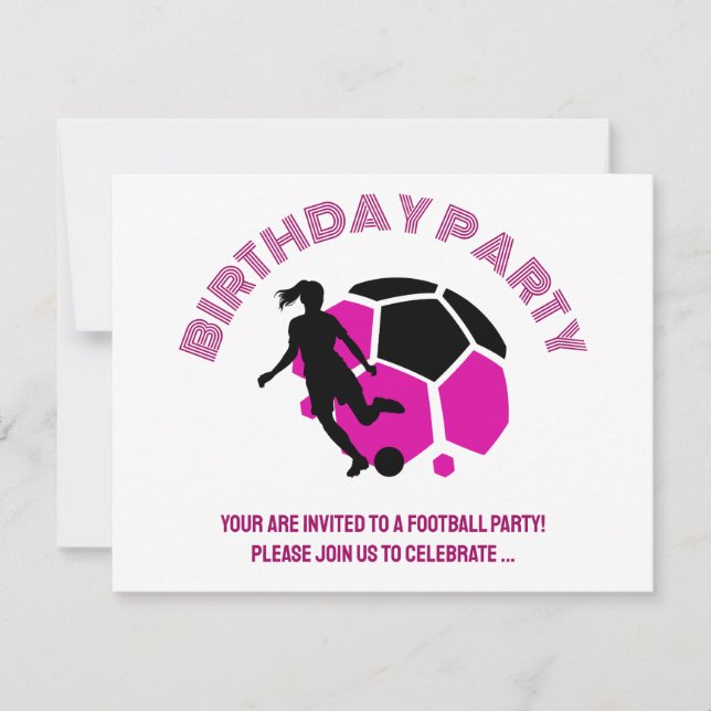 Invitación Fiesta de cumpleaños de Chica de fútbol, regalo de (Anverso)