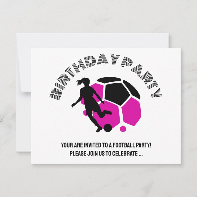 Invitación Fiesta de cumpleaños de Chica de fútbol, regalo de (Anverso)