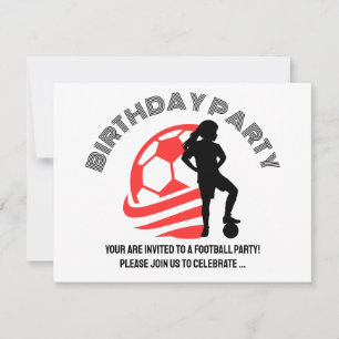 Invitación Fiesta de cumpleaños de Chica de fútbol, regalo de