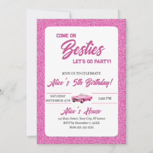 Invitación Fiesta de cumpleaños de Chica de muñecas rosadas