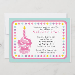 Invitación Fiesta de cumpleaños de Chica de pastel rosado