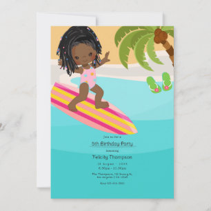 Invitación Fiesta de cumpleaños de chica de verano en la play