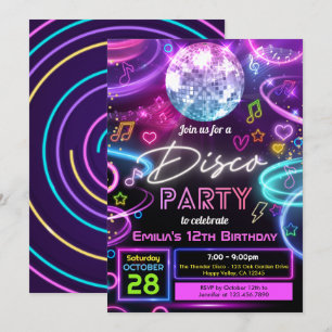 Invitación Fiesta de cumpleaños de chica Disco