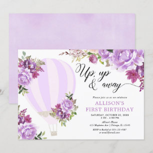Invitación Fiesta de cumpleaños de chica floral de globo aero