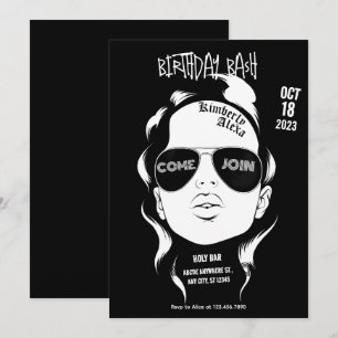 Invitación fiesta de cumpleaños de chica gánster negra de roc