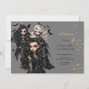 Invitación fiesta de cumpleaños de chica glam gótica espeluzn