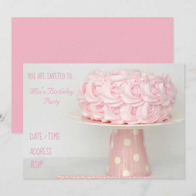 Invitación Fiesta de cumpleaños de chica rosa de hielo (Anverso / Reverso)