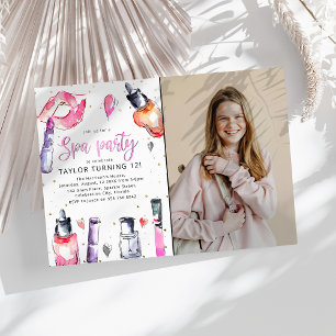 Invitación Fiesta de Cumpleaños de Chica Spa con Foto