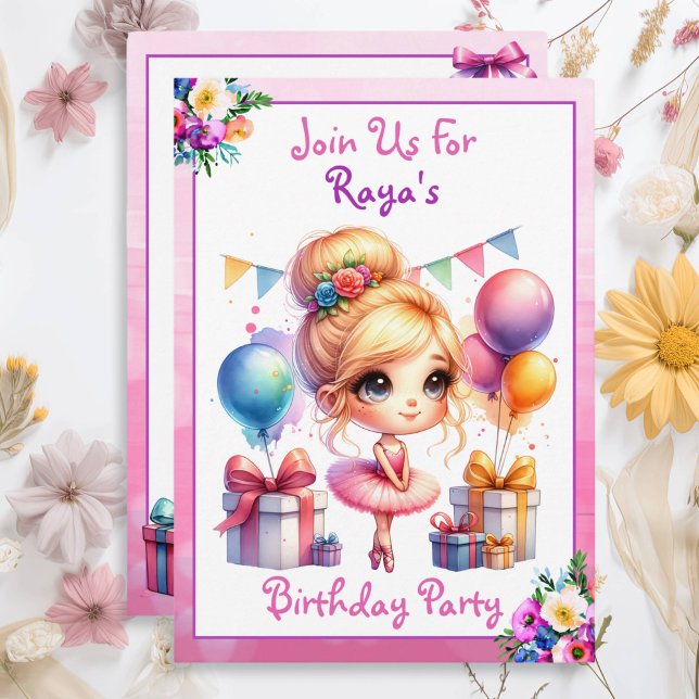 Invitación Fiesta de cumpleaños de Chica temática de ballet (Subido por el creador)