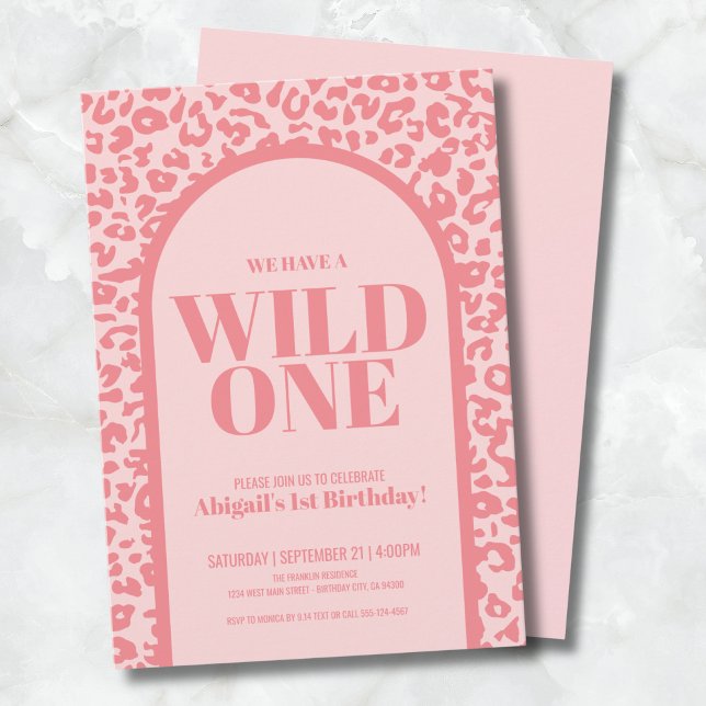 Invitación Fiesta de cumpleaños de chica Wild One (Pink Girl Wild One 1st Birthday Party Invitation )