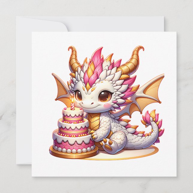 Invitación Fiesta de cumpleaños de Chicas de dragones blancos (Anverso)