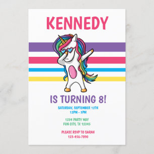 Invitación Fiesta de cumpleaños de chicas de Unicornio