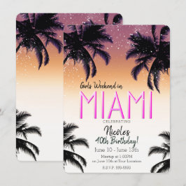Invitación Fiesta de cumpleaños de chicas de verano en Miami