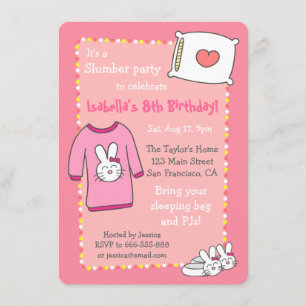 Invitación Fiesta de Cumpleaños de Chicas Durmiendo, Pijama d