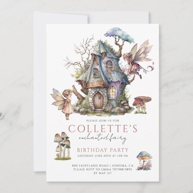 Invitación Fiesta de cumpleaños de chicas Fairy (Anverso)