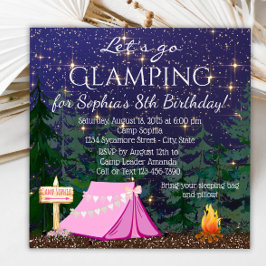 Invitación Fiesta de cumpleaños de chicas glamping