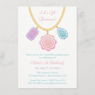 Invitación Fiesta de Cumpleaños de Chicas Haciendo Joyas Boni