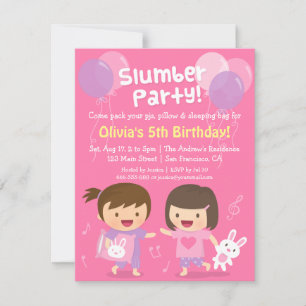 Invitación Fiesta de Cumpleaños de Chicas Lindas Durmiendo Ju