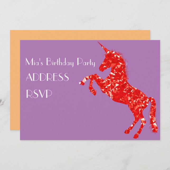 Invitación Fiesta de cumpleaños de chicas pintorescos de Unic (Anverso / Reverso)