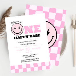 Invitación Fiesta de cumpleaños de chicas rosadas de un bebé 