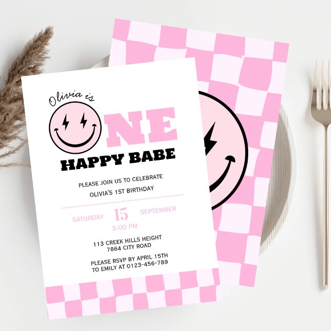 Invitación Fiesta de cumpleaños de chicas rosadas de un bebé  (Subido por el creador)