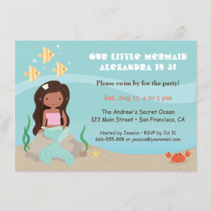 Invitación Fiesta de Cumpleaños de Chicas Sirenas Afroamerica