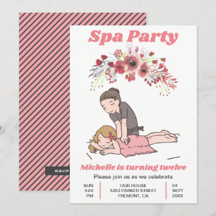 Invitación Fiesta de cumpleaños de chicas Spa Floral Lindo