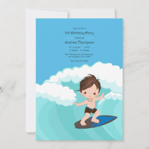 Invitación Fiesta de Cumpleaños de Chico Surfista