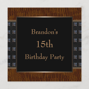 Invitación Fiesta de Cumpleaños de Chicos de Cuero Negro