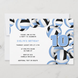Invitación fiesta de cumpleaños de chicos de voleibol negro d