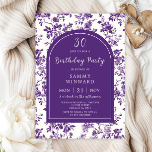 Invitación Fiesta de cumpleaños de chinoiserie antigua púrpur