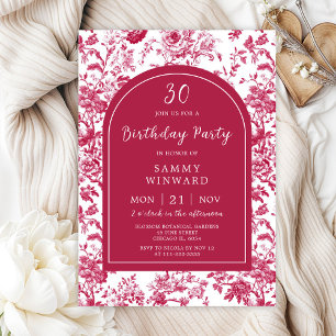 Invitación Fiesta de cumpleaños de Chinoiserie antigua rosa