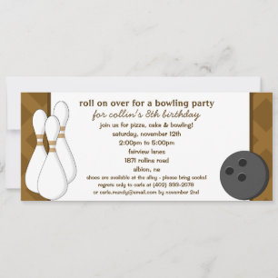 Invitación Fiesta de cumpleaños de chocolate sobre boliche