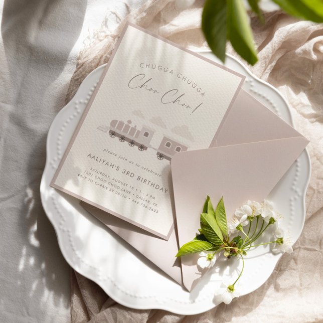 Invitación Fiesta de cumpleaños de Choo Choo Train Girls Pink (This design is available for print and digital download!)