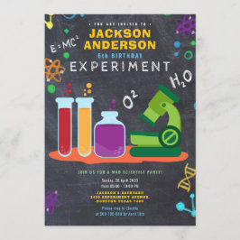 Invitación fiesta de cumpleaños de ciencia
